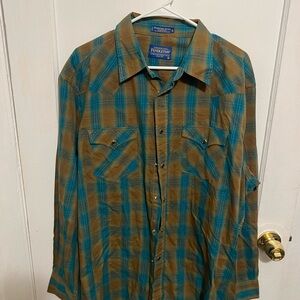 Pendleton Blue and Brown Plaid Shirt